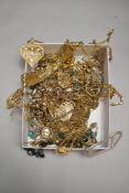 A tray of costume necklaces etc