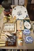 A selection of cutlery , boxed cake knife, boxed Royal Staffordshire spoon and dish, Noritake vases,