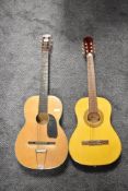Two 20th century classical style acoustic guitars