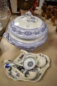 A large Copeland late Spode transfer patterned soup tureen, a selection of ceramic ladles and a