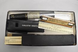 A selection of early 20th century stationary and office desk items including Otis King pocket