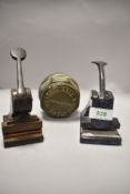 Two letter head stamps including Hawkshead and Victoria Axel works nut