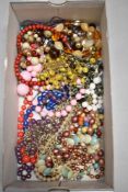 A tray of costume necklaces, beads etc