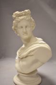 A Victorian parian ware bust or figure head of Apollo Greek god of divine distance approx 14 inch
