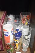 A selection of 20th century advertising cups and glasses for Pepsi and Pepsi Max