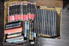 Two crates of library books and volumes including The Seafarers and Alistair Maclean