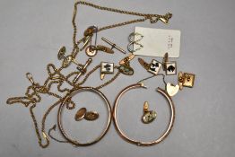 A selection of rolled gold bracelets, cuff links, etc