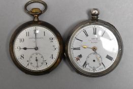 Two Continental silver pocket watches including Kay's Perfection Lever and Union Horlogere (AF)