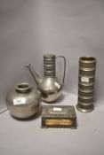 A 'Perletinn' Norway matchbox holder having textured detail, a stylised vase and similar spouted
