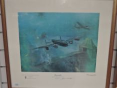 Frank Wootton, (1914-1998), after, a Ltd Ed print, Lancaster, signed and signed by Barnes Wallis,