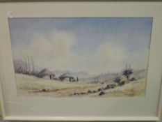 Noel Burton, (20th century), a watercolour, African village, signed, 34 x 52cm, mounted framed and