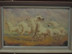 Juliet McLeod, (20th century), Quicksilver horses, 20 x 34cm, print framed, 27 x 41cm