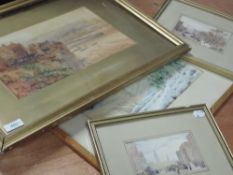 E A Clifford, (20th century), a watercolour, coastal town, signed, 20 x 33cm, gilt mounted framed