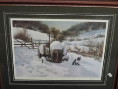 P Hobbs, (20th century), aftet, a Ltd Ed print, tractor and collie in snow, signed bottom right