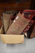 A selection of carpet pieces/stair or runners
