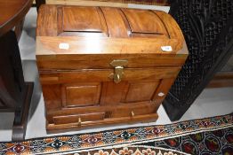A modern hard wood cutlery chest with brass fitments