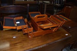 A modern cantilever sewing or jewellery box