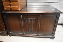 A 20th century dark oak bedding box or chest