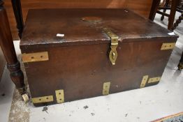 An early 19th century military style campaign strong box or chest bearing name for Mr L Damain no.5