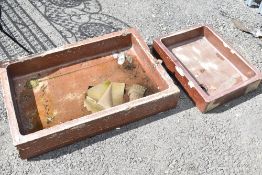 Two salt glazed shallow sinks/troughs