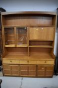 Mid century display book case sideboard Nathan having under drawer and lockable cabinet