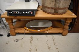 A natural pine coffee table