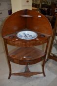 A 19th Century mahogany corner wash stand with later bowl