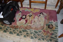 A Chinese style rug having pictorial decoration