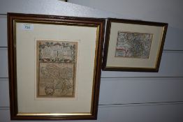 Antique Road Map. London to Darby. Circa 18th century. With; a smaller county map for Darbyshire.