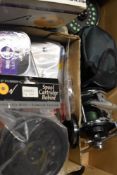 A selection of fishing Tackle including two intrepid reels and an unused BFR magnum 200d fly reel