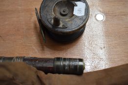A Charles Farlow and co of the strand London 4pc fishing rod and wooden fly reel accompanied by a