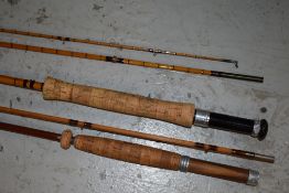 A very light Two piece split cane fly rod with spare tip made by J J S Walker Alnwick and a 3 pc