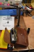 A quantity of fly tieing equipment including vice and light