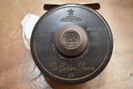 A Hardy 'the Golden Prince' 5/6 fly reel in case