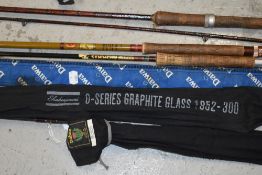 A selection of 6 fly fishing rods including Milbro, Shakespeare, John norris and Daiwa