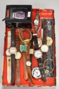 A selection of 20th century men's wrist watches including Seiko, Oris, Camy and Tirza etc