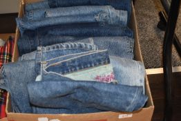 Retro mens and ladies blue denim jeans approx 15 pairs