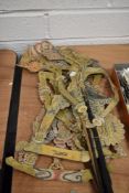 Two 19th century Indonesian or Bali marrionette shadow puppets constructed of painted animal hide