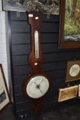 A Victorian banjo style barometer having mahogany case with decorated dial