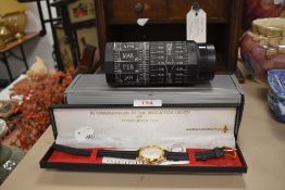 A modern men's wrist watch in the Commemoration of the production launch of Euro Fighter 1997