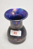 A Ruskin Arts and Crafts vase of small form having iridescent blue glaze marked Ruskin made in