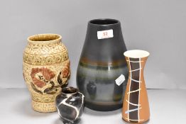 A selection of West German pottery including Scheurich banded glaze vase