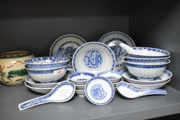 A selection of Chinese rice and similar bowls with a hand decorated ginger jar