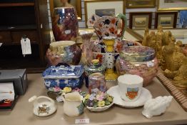 20th century ceramics including Masons Iron Stone snake handle jug, Tunstall lustre wares and Goss