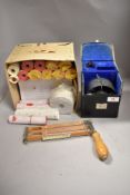 A cased Taylor of Rochester NY Anemometer and a wood framed Psychrometer