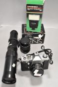 A Praktica MTL 3 camera body with Kestrel no.801237 lens, and Soligor no. T373201