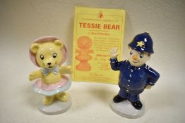 Two limited edition Royal Doulton figurines; Tessie bear 298/1500 and Mr Plod 177/1500.