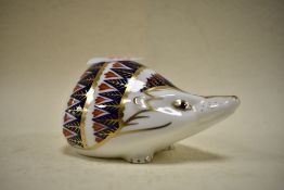 A Royal Crown Derby Hedgehog study having silver stopper.