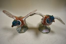 Two Beswick studies, Pheasant flying upwards 849 and Pheasant settling 850