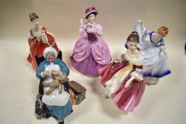Five Royal Doulton figurines to include Nanny and Lady Pamela.